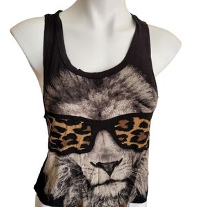 Madrag Leopard Crop Tank Top  Small Black White Gray Lightweight